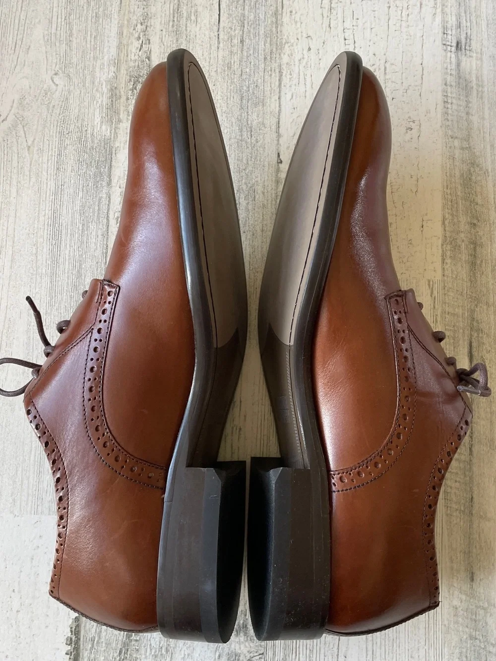 Johnston & Murphy Chestnut Brown Leather Lace-Up Oxfords 9M With Box